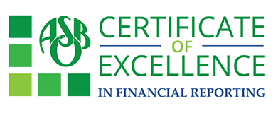 ASBO Certificate of Exellence in financial reporting